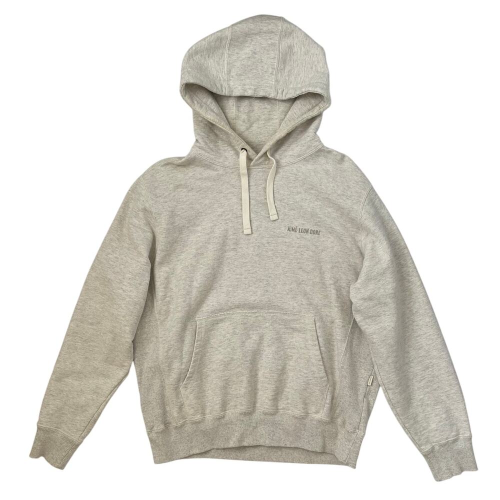 Aimé Leon Dore Tonal Logo Hoodie - Heathered Gray - Kangaroo Pocket - Size L